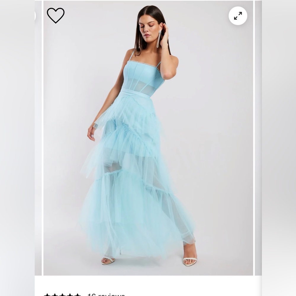 Bcbg Oly Tiered Ruffle Tulle Evening Gown
